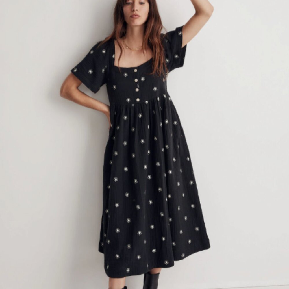 Madewell Daisy Embroidered Midi Dress - Women's Size M / L